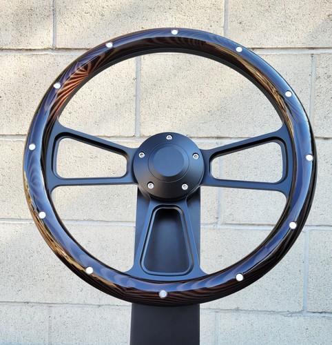 Black billet steering - 14",