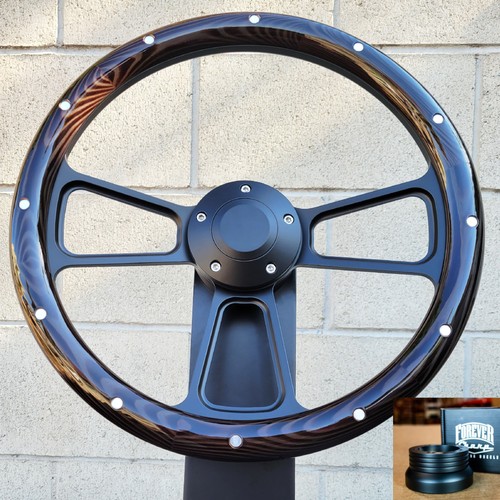 Black billet steering - 14",